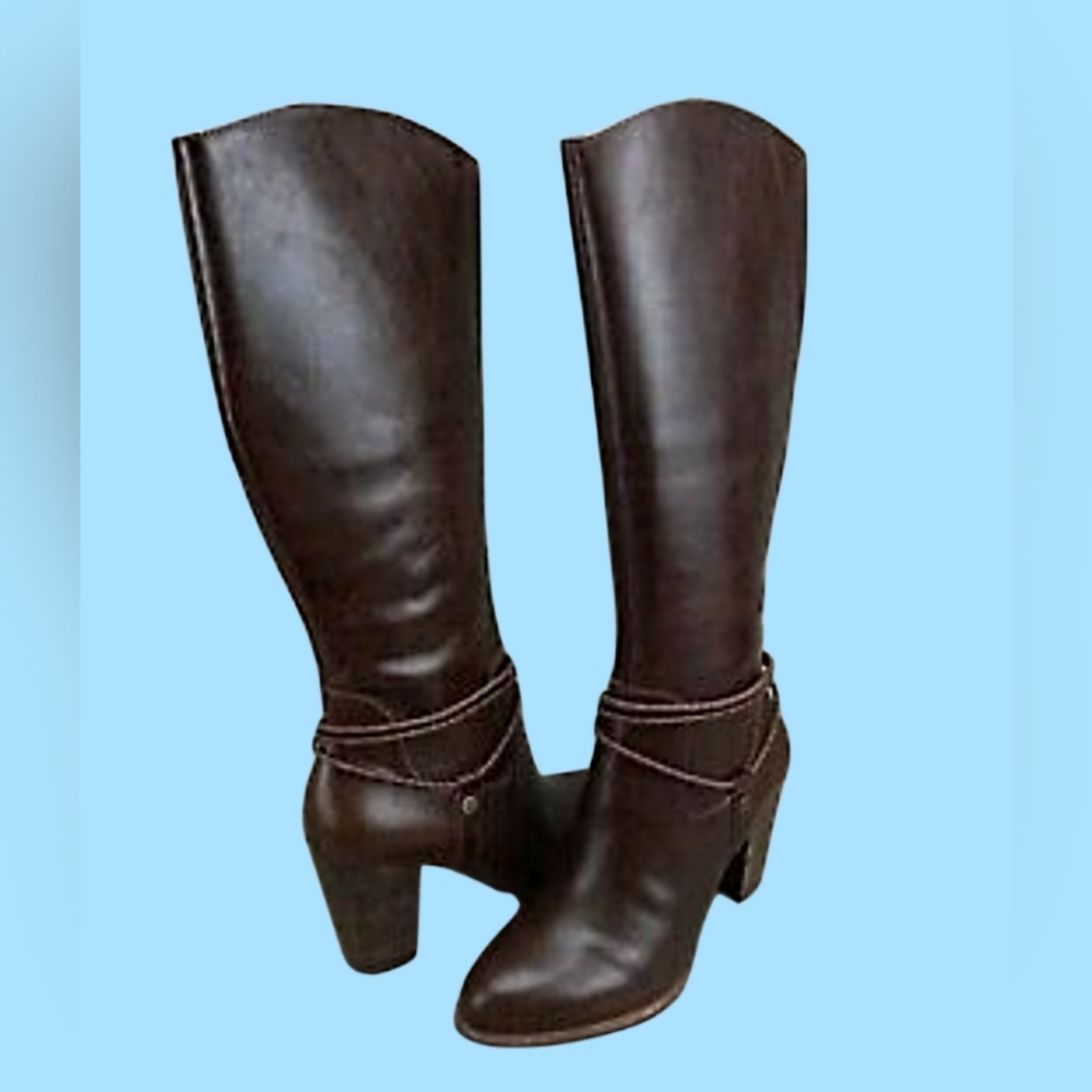 UGG BRIENNE KNEE HIGH BROWN LEATHER RIDING BOOTS SIZE 6.5